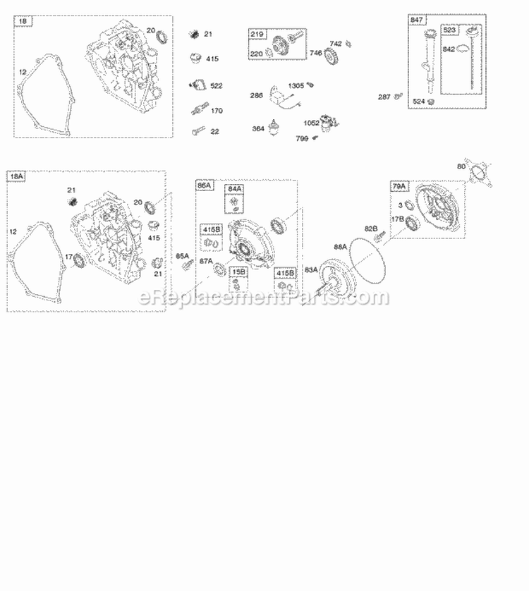 Crankcase Cover Gear Reduction Lubrication Diagram and Parts List for 12T412-0110-F8  Briggs and Stratton Engine